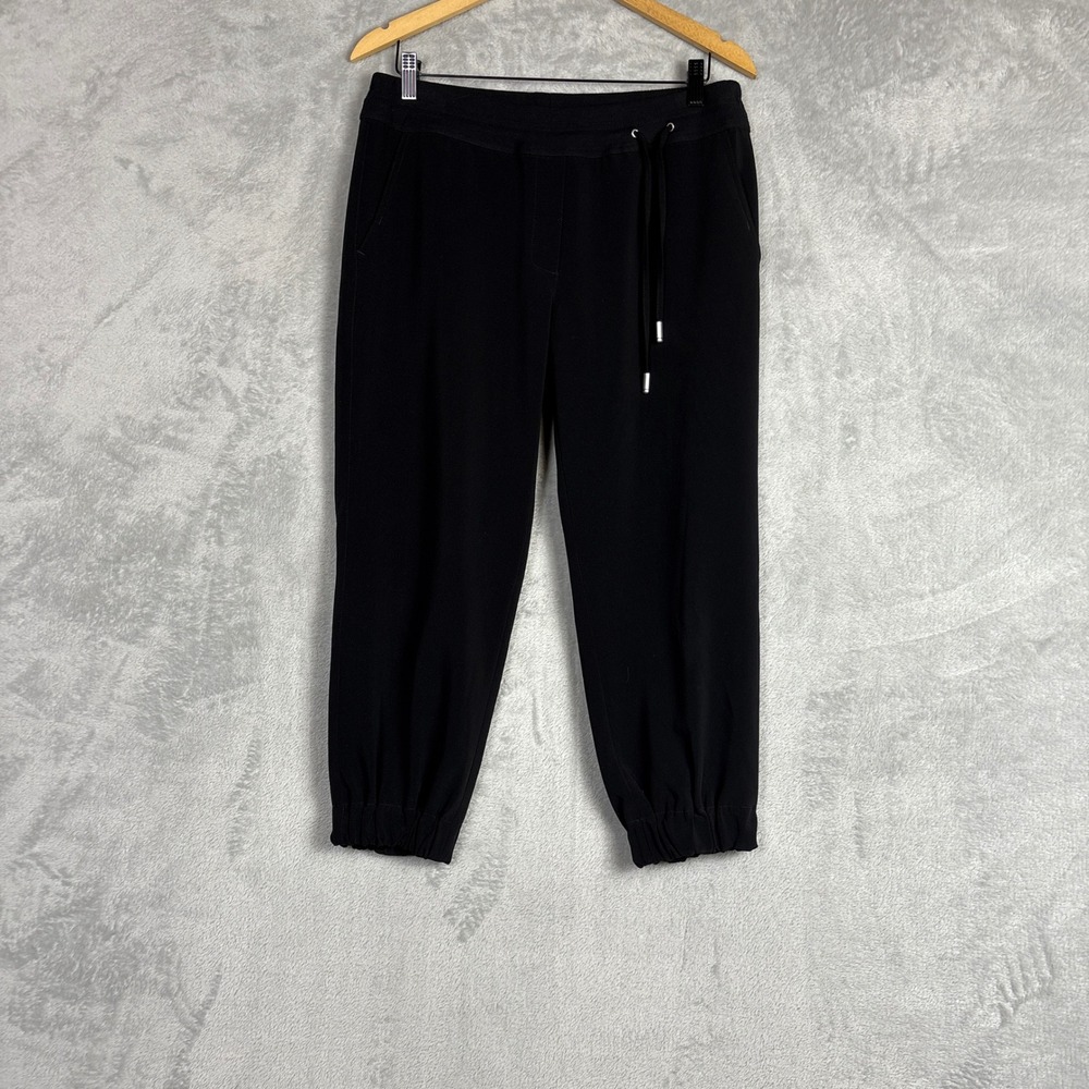Raffaello Rossi Black Jogger Pants Tapered Drawstring Trousers Workwear Casual